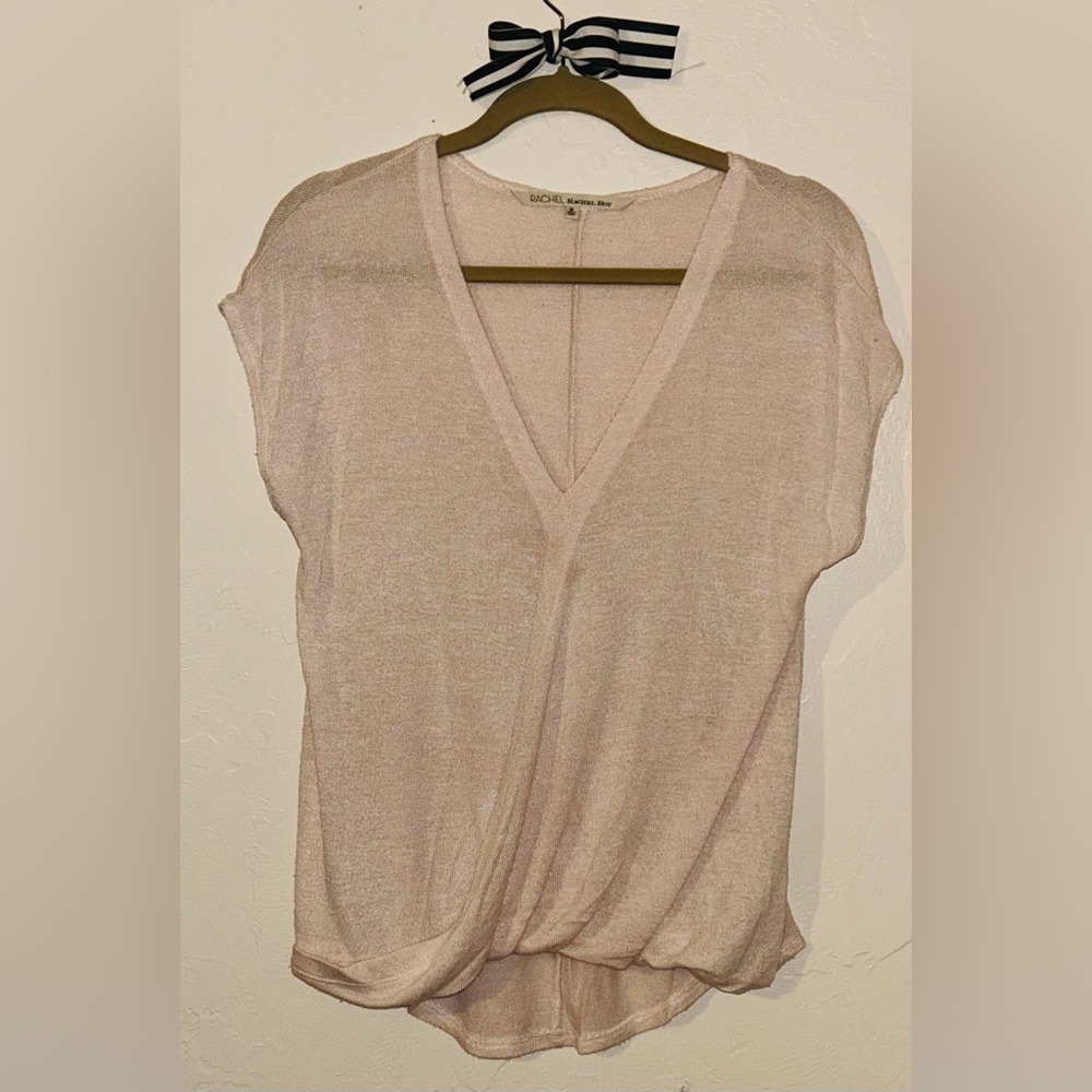 RACHEL Rachel Roy Cream Pink Wrap Blouse